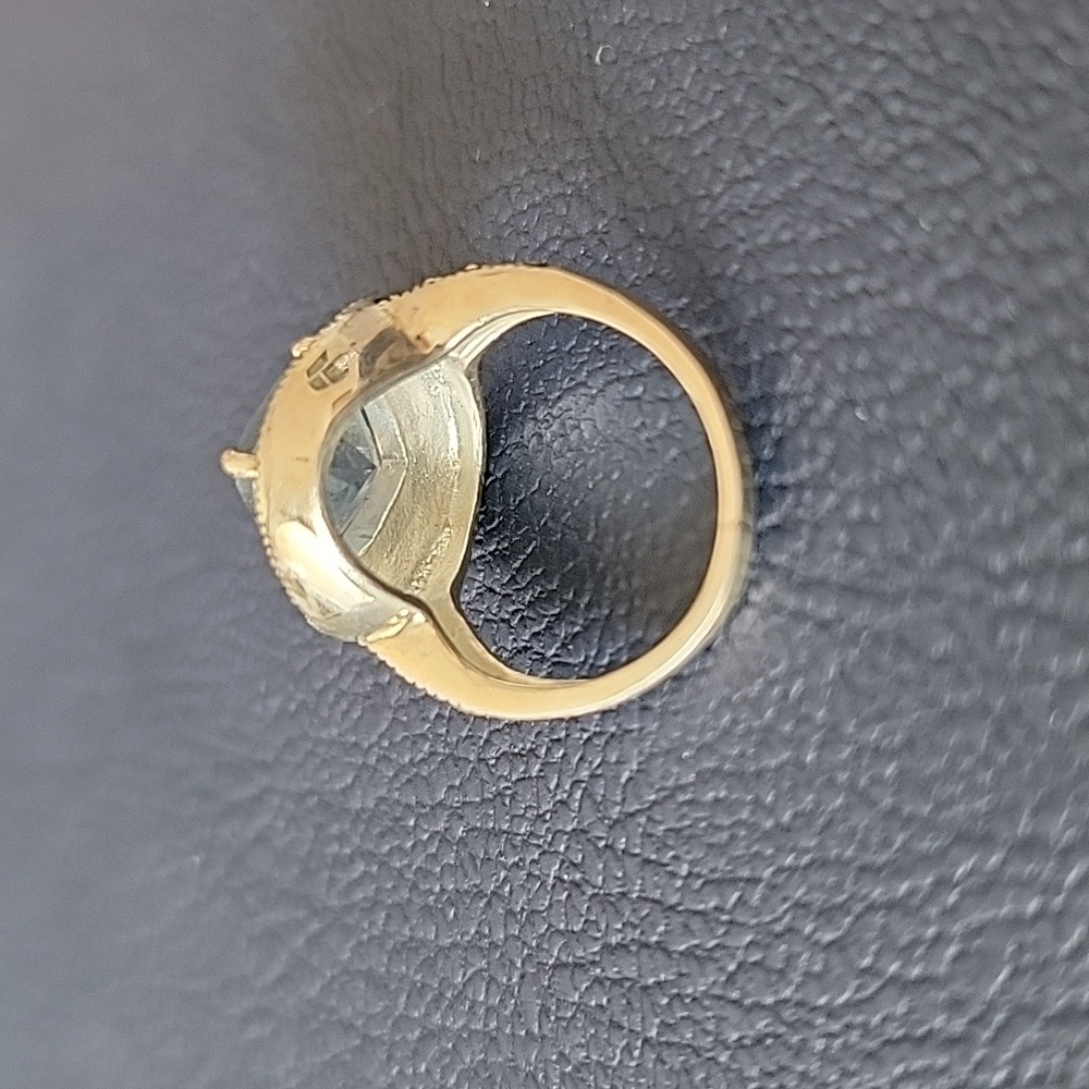 Blue Topaz and Marcasite Silver Ring - Picture 2 of 6